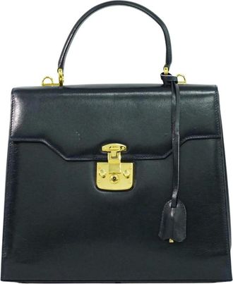 Gucci Pre-owned Handbags, female, Blue, Size: ONE SIZE Pre-owned Vintage Leather Top Handle Bag