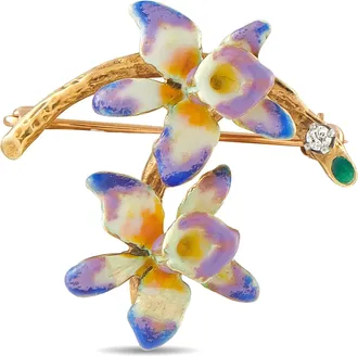 Luxury Bazaar 14K Yellow Gold Enamel Pin MF23-080326
