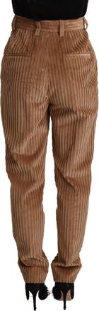 Dolce & Gabbana Womens Brown Corduroy Cotton Trouser Tapered Pants