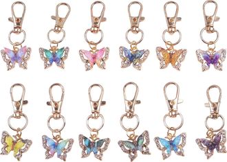 Generic Butterfly Keychains - 12 Pieces Gradient Rainbow Resin Keyrings | Backpack Keychain Toy for Kids Girls Teens Family Friends Parties Weddings Cars Bags