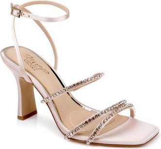Badgley Mischka Paulette Ankle Strap Sandal in Champagne Satin at Nordstrom, Size 7.5