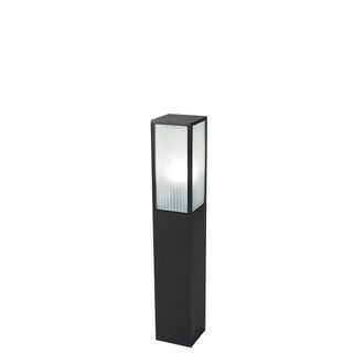 QAZQA Moderno L&aacute;mpara De Pie De Exterior Inteligente Negra Con Cristal Acanalado 80 Cm Con Wifi A60 - Charlois Aluminio /vidrio Alargada Adecuado Para Led M