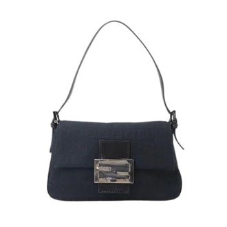 Fendi Pre-owned Zucchino Baguette Tas - Dames - Pre-owned - Zwart - Maat: ONE Size Leer