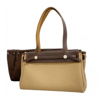 Herm&egrave;s Brown Toile Officier Tote Bag (Pre-Owned)