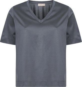 Blanca Vita T-shirt met V-hals - Dames - T-shirts - Grijs - XS - Katoen - Tops