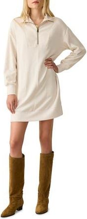Faherty Legent Quarter Zip Long Sleeve Minidress in Off White at Nordstrom Rack, Size X-Small