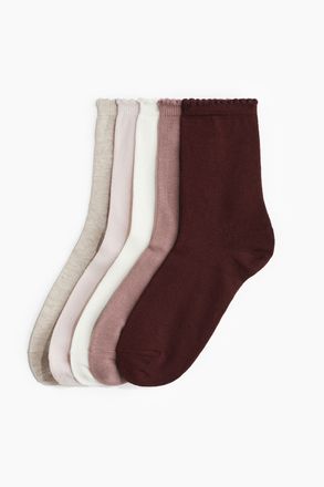 H&M 5er-Pack Socken - Weinrot/Rosa