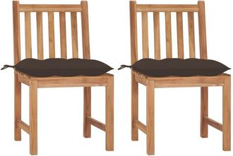 vidaXL Sillas De Jard&iacute;n 2 Unidades Madera Maciza De Teca Con Cojines Vidaxl