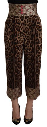 Dolce & Gabbana Womens Leopard Print Culottes Highwaisted - Tan Silk - Size EU 38 (Womens)