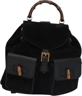 Gucci Pre-owned Vintage bamboe rugzak - Dames - Vintage Rugzakken - Zwart - ONE Size - Bamboe - Vintage