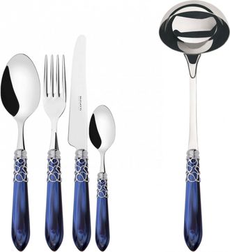 Bugatti Melodia Ghiera Cromata, Posate Set 49 Pz, Scatola Legno Weng&egrave;, Casa Bugatti - Colore: Blu