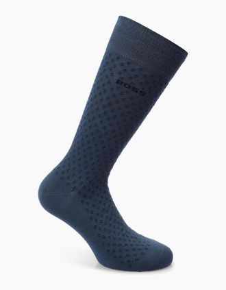 HUGO BOSS Mens 2 Pack of Mini Pattern Socks - Blue - Size: 6/6.5/7/8/7.5/8.5/9/9.5/10/10.5/11