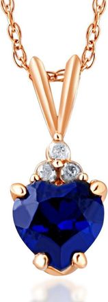 Pompeii3 1/2ct Diamond & Blue Sapphire Heart Pendant 10K Rose Gold
