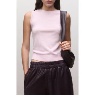 Mango Lorito Sleeveless Rib Trim Wool Sweater in Pink at Nordstrom, Size X-Large