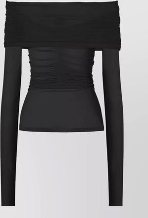 Wolford sheer draped off-shoulder long-sleeve top