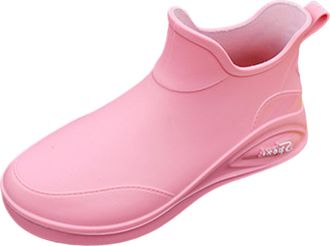 Generic Short Rain Boots for Men Garden Boot Rubber Shoes Lightweight Slip-On Rain Shoes for Boating Sailing Boating Garden River Fishing (Pink, 7.5)