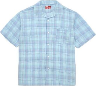 Fortela Strike Bowling Cotton Check Shirt in Sky at Nordstrom, Size Large