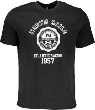 North Sails Zwart Katoenen T-shirt met Print Logo - Heren - T-shirts - Zwart - L - Katoen - Tops