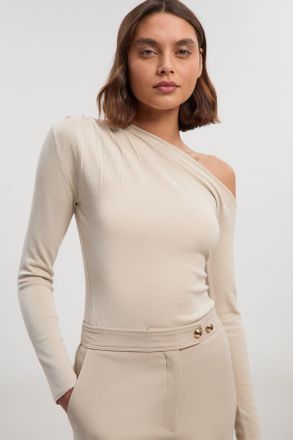 Karen Millen Womens Viscose Blend Asymmetric Jumper - Beige - Size X-Small
