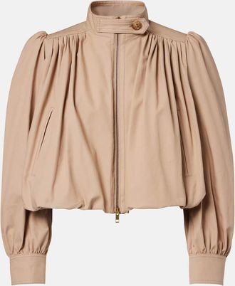 Chlo&eacute; Gathered cropped cotton canvas jacket