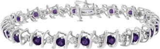 House of Brilliance 925 Sterling Silver Lab-Grown Birthstone and 1/6 Cttw Diamond Tennis Bracelet in Purple Amethyst at Nordstrom