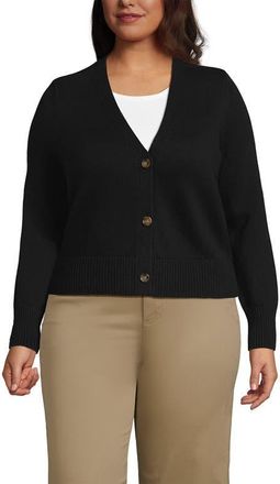 Lands End Drifter Vneck Dress Cardigan Sweater in Black at Nordstrom, Size 1X