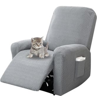OEM Housse De Fauteuil - Extensible Jacquard 85 Polyester 15 Elasthanne - Pour Fauteuil Relax Siege Tv Canape - Gris Clair - 1 Piece