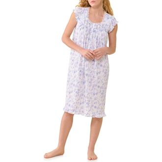 Eileen West Waltz Cotton Nightgown in Lavender Print at Nordstrom, Size X-Small