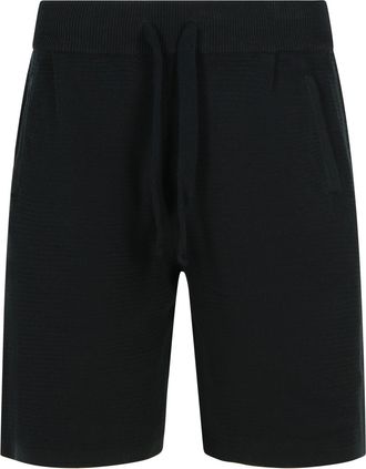 Laneus Black Cotton Bermuda Shorts