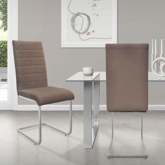 ML Design Ml-design Set De 2 Sillas De Comedor, Tapizadas De Pu Imitaci&oacute;n De Cuero Marr&oacute;n, Respaldo Alto Asiento Dise&ntilde;o Cantilever Para Comedor, Sal&oacute;n O Cocina,