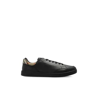Burberry Sneakers, male, Black, Size: 10 1/2 US Check Leather Sneakers