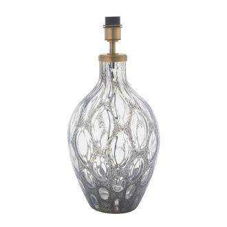 Loops Large Charcoal Tinted Glass Table Lamp Light Base - Antique Brass Metalwork in Clear
