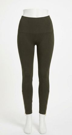 Spanx Womens Ankle Zipper Compression Legging In Dark Olive
