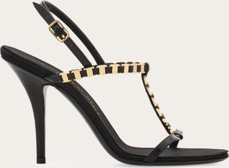 Ferragamo Women Vara chain T-strap sandal Black Size 10.5