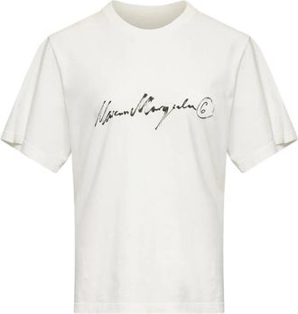 Maison Margiela T-shirt met handgeschreven print- geverfd - Dames - T-shirts - Wit - M - Katoen - Tops