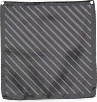Brunello Cucinelli Pocket Square Silk Blue Striped