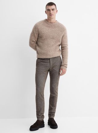 Alberto Mens Coffee herringbone Italian fabric pant Slim fit