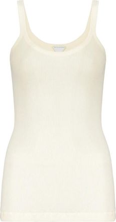 Bottega Veneta Geribbeld Katoenen Hemdje - Dames - Tops zonder mouwen - Beige - M - Katoen - Tops