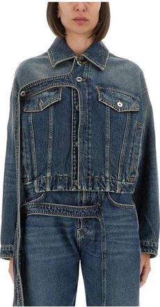 Jean Paul Gaultier Cropped Conical Denim Jacket - Dames - Spijkerjassen - Blauw - XS - Denim - Jassen
