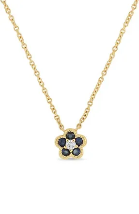 Bony Levy El Mar Gemstone & Diamond Flower Pendant Necklace in 18K Gold/diamond/sapphire at Nordstrom, Size 18