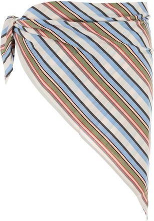 Prada Womens Striped Cotton Sarong Blue Swimwear