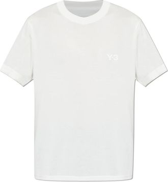 Yohji Yamamoto Tops, Heren, Wit, XL, Katoen, Logo T-Shirt