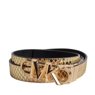 Michael Kors Womens Reversible Metallic Leather Thin Belt 558992 - Gold - Size Medium