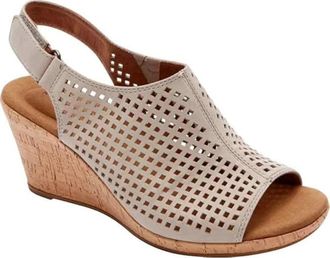 Rockport Briah Sandals WomensW Taupe Leather Perforated Slingaback RHS3821