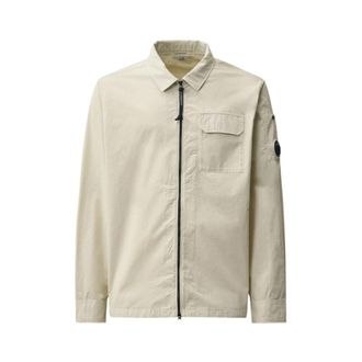 C.P. Company Zipped Overshirt - Heren - Zomerjassen - Wit - XL - Katoen - Jassen
