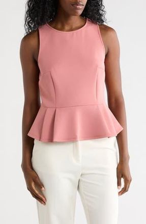 T Tahari Sleeveless Scuba Peplum Top in Rose Pink at Nordstrom Rack, Size X-Small