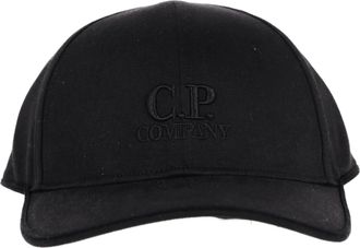 C.P. Company Black Cotton Gabardine Baseball Hat