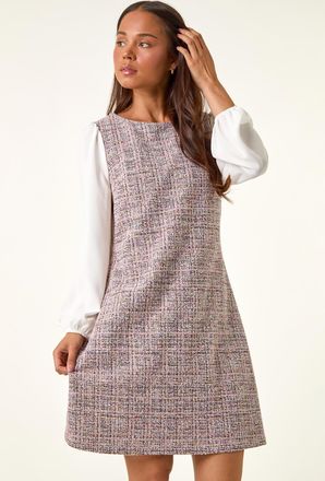 Roman Boucle Contrast Sleeve Dress
