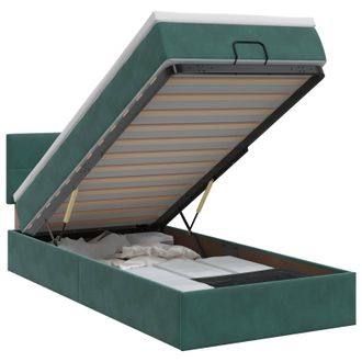 vidaXL Letto Ottomano Con Materasso Verde Scuro 90 X 190 Cm Velluto Vidaxl