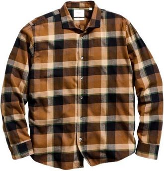 Billy Reid Cedar Plaid Button-Up Shirt in Brown Multi at Nordstrom, Size Xx-Large